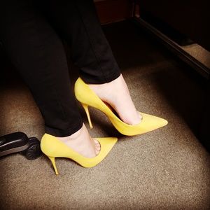 Schutz Caiolea Yellow Suede Pumps
